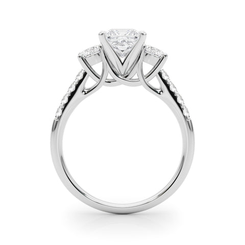 Silver Three-Stone Princess Cut Diamond Pavé Band with Four-Prong Setting 1