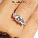 Silver Three-Stone Princess Cut Diamond Ring with Channel Band and Prong Setting_38