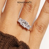 Silver Three-Stone Princess Cut Diamond Ring with Channel Band and Prong Setting_39
