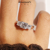 Silver Three-Stone Princess Cut Diamond Ring with Channel Band and Prong Setting_40