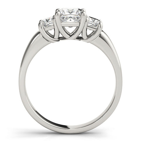 Silver Three-Stone Princess Cut Diamond Ring with Channel-Set Band and Four-Prong Setting 2