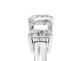 Silver Three-Stone Princess Cut Diamond Ring with Channel Set Band and Four-Prong Setting_31