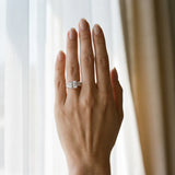 14K White Gold Three-Stone 3.03 Carat D VVS2 Princess Diamond Ring with Round Pavé Band and Prong Setting