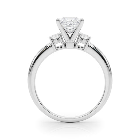 Silver Three-Stone Princess Cut Diamond Solitaire with Prong Setting and Classic Band 1