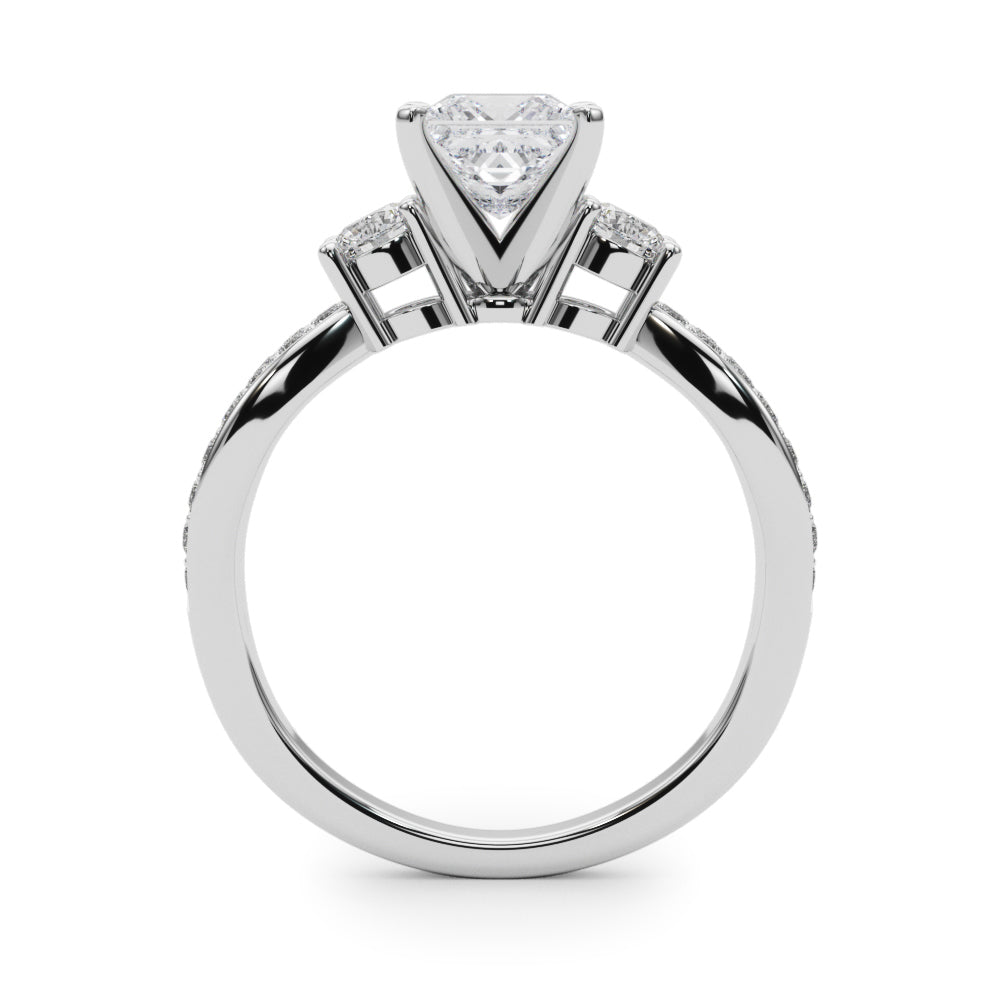 Silver Three-Stone Princess Cut Diamond Twist Band with Prong Setting 1