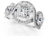 Silver Three-Stone Princess Cut Diamond Wave Pave Band with Prong Setting_20