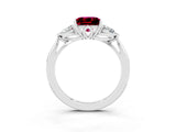 Silver Three-Stone Princess Cut Garnet Ring with Pear  Side Stones in Four-Prong Setting_57