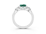 Silver Three-Stone Princess Cut Green Sapphire Ring with Pear  Side Stones in Four-Prong Setting_57