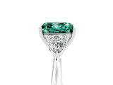 Silver Three-Stone Princess Cut Green Sapphire Ring with Pear  Side Stones in Four-Prong Setting_59