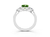 Silver Three-Stone Princess Cut Peridot Ring with Pear  Side Stones in Four-Prong Setting_63