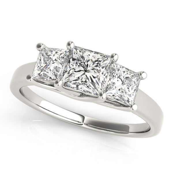 White gold Three-Stone Cushion Cut Cut Solitaire Ring with Classic Prong Setting