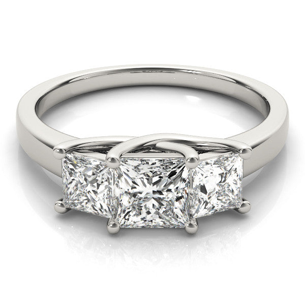 White gold Three-Stone Cushion Cut Cut Solitaire Ring with Classic Prong Setting