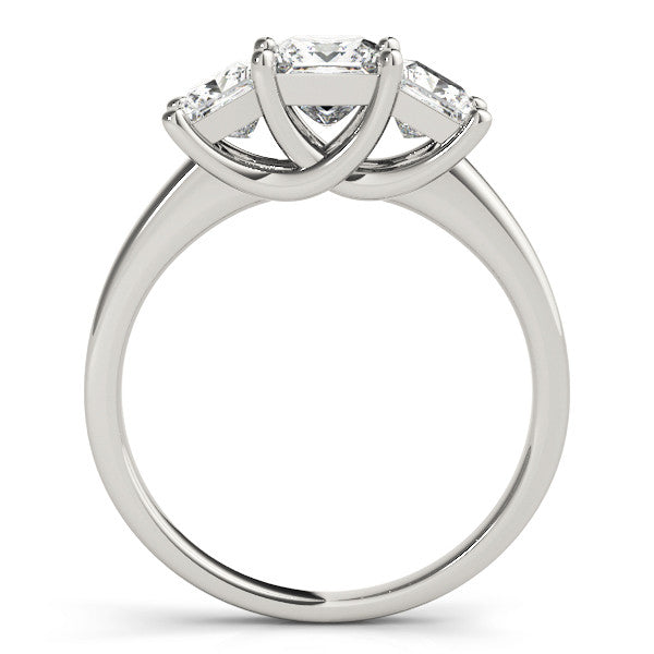 White gold Three-Stone Princess Cut Solitaire Ring with Classic Prong Setting