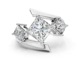 Silver Three-Stone Princess Cut Tension Band Ring with Four-Prong Setting_20