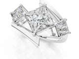 Silver Three-Stone Princess Cut Tension Band Ring with Four-Prong Setting_21