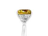Silver Three-Stone Princess Cut Yellow Sapphire Ring with Pear  Side Stones in Four-Prong Setting_59