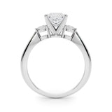 Silver Three-Stone Princess Solitaire Ring with Tapered Band and Four-Prong Setting 1