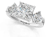 Silver Three-Stone Princess and Princess Cut Diamond Ring with Channel Band and Four-Prong Setting_17