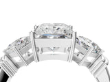 Silver Three-Stone Princess and Princess Cut Diamond Ring with Channel Band and Four-Prong Setting_20