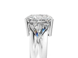 Silver Three-Stone Radiant Cut Cut Diamond Ring with Trillion Side Stones on a Split Shank Band_30