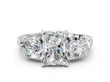 Silver Three-Stone Radiant Cut Cut Milgrain Band Prong Setting Ring_13