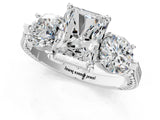 Silver Three-Stone Radiant Cut Cut Milgrain Band Prong Setting Ring_14