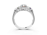 Silver Three-Stone Radiant Cut Cut Milgrain Band Prong Setting Ring_16