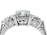 Silver Three-Stone Radiant Cut Cut Milgrain Band Prong Setting Ring_17