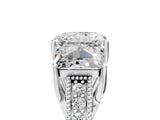 Silver Three-Stone Radiant Cut Cut Milgrain Pavé Engagement Ring_12