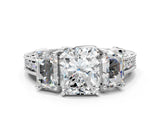 Silver Three-Stone Radiant Cut Cut Milgrain Pavé Engagement Ring_7