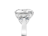 Silver Three-Stone Radiant Cut Diamond Cathedral Engagement Ring with Prong Setting_19