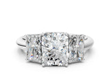 Silver Three-Stone Radiant Cut Diamond Engagement Ring with Prong Setting on a Silver Band_38