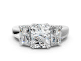 Silver Three-Stone Radiant Cut Diamond Ring with Channel Set Band and Four-Prong Setting_21
