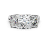 Silver Three-Stone Radiant Cut Diamond Ring with Channel Set Band and Four-Prong Setting_26