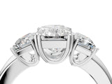 Silver Three-Stone Radiant Cut Diamond Ring with Channel Set Band and Four-Prong Setting_4