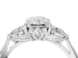 Silver Three-Stone Radiant Cut Diamond Ring with Pear  Side Stones in Four-Prong Setting_24