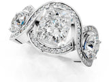 Silver Three-Stone Radiant Cut Diamond Wave Pave Band with Prong Setting_14