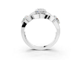 Silver Three-Stone Radiant Cut Diamond Wave Pave Band with Prong Setting_16