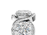 Silver Three-Stone Radiant Cut Diamond Wave Pave Band with Prong Setting_18