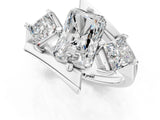 Silver Three-Stone Radiant Cut Tension Band Ring with Four-Prong Setting_13