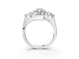 Silver Three-Stone Radiant Cut Tension Band Ring with Four-Prong Setting_15