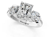 Silver Three-Stone Radiant Diamond Channel Set Engagement Ring with Prong Setting_12