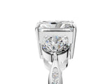 Silver Three-Stone Radiant Diamond Channel Set Engagement Ring with Prong Setting_16