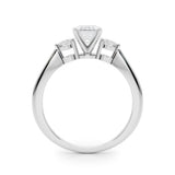 Silver Three-Stone Radiant Solitaire Ring with Tapered Band and Four-Prong Setting 1