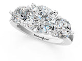 Silver Three-Stone Round Brilliant Cut Solitaire Ring with Prong Setting on a Classic Band 1