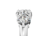 Silver Three-Stone Round Brilliant Cut Solitaire Ring with Prong Setting on a Classic Band 5