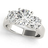Silver Three-Stone Round Brilliant Diamond Trellis Ring with Comfort Fit Band 1