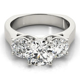 Silver Three-Stone Round Brilliant Diamond Trellis Ring with Comfort Fit Band 2