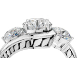 Silver Three-Stone Round Brilliant Split Shank Prong Set Ring_18