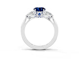 Silver Three-Stone Round Cut Blue Sapphire Ring with Pear  Side Stones in Four-Prong Setting_57